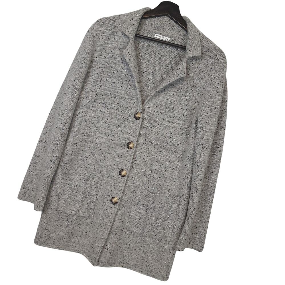 J. Crew Mercantile Women's Cardigan Large Grey Lambs Wool Peasant Lagenlook Boho